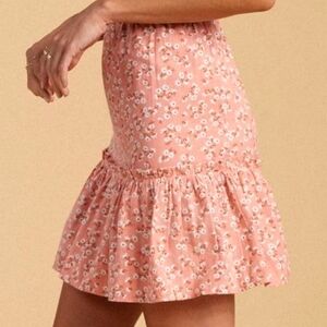 BillaBong x Salty Blonde Upside Skirt Ruffle Hem Coral Pink Size 28